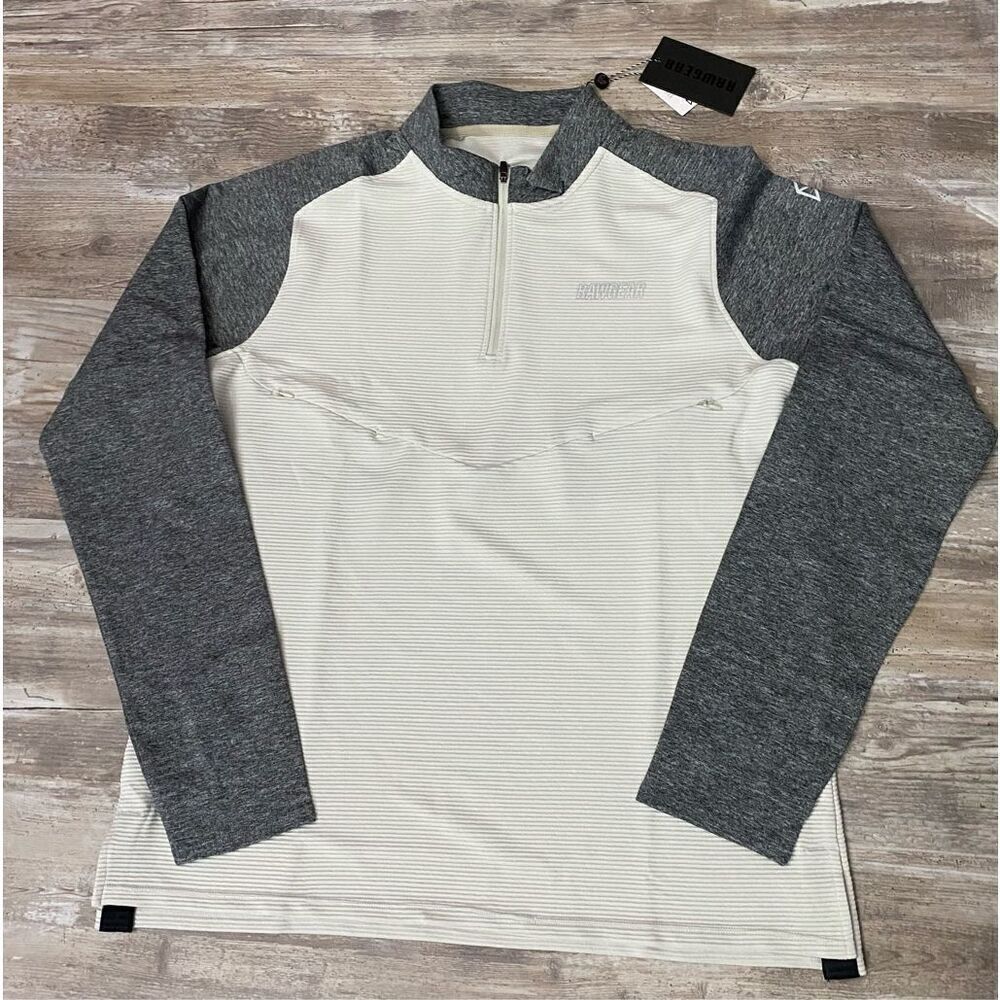 Rawgear Mens Athletic Cream Shirt Workout Half Zip Sz L